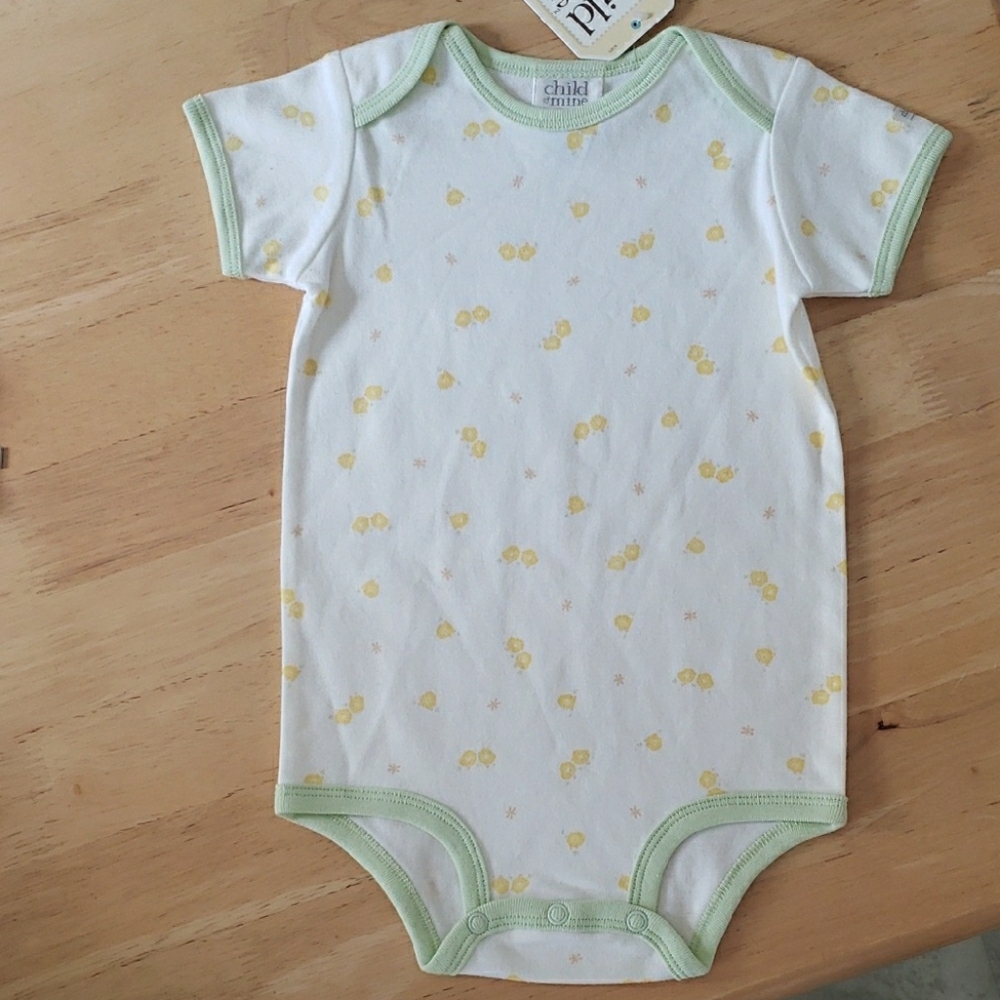 Child of Mine White and Yellow Baby Onesie